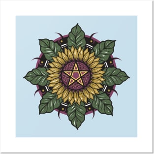 Sunflower Leaf Mandala Posters and Art